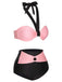 This Black 1960s Halter Contrast Swimsuit carries 1960s vacation dreams in every stitch