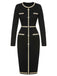 Black 1960s Knitted Buttoned Patchwork Dress — vintage elegance for the modern woman