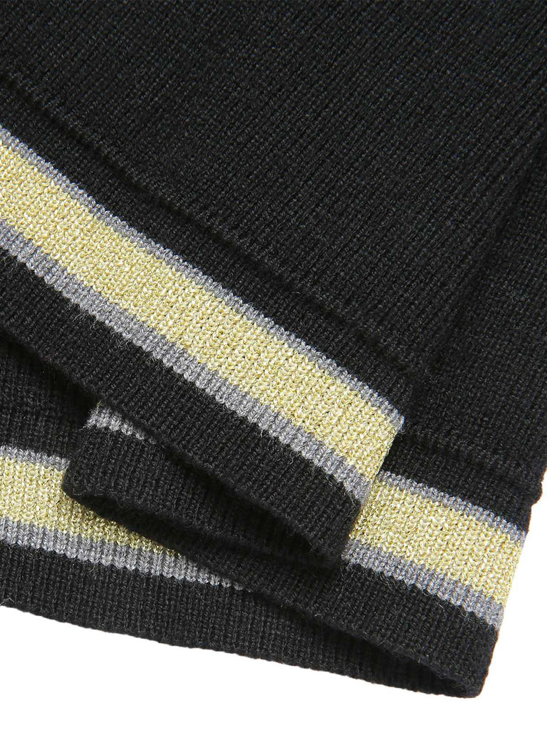 Black 1960s Knitted Buttoned Patchwork Dress — vintage elegance for the modern woman
