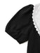 Black 1960s Lace Collar Puff Sleeve Dress - vintage dress, retro fashion, classic black