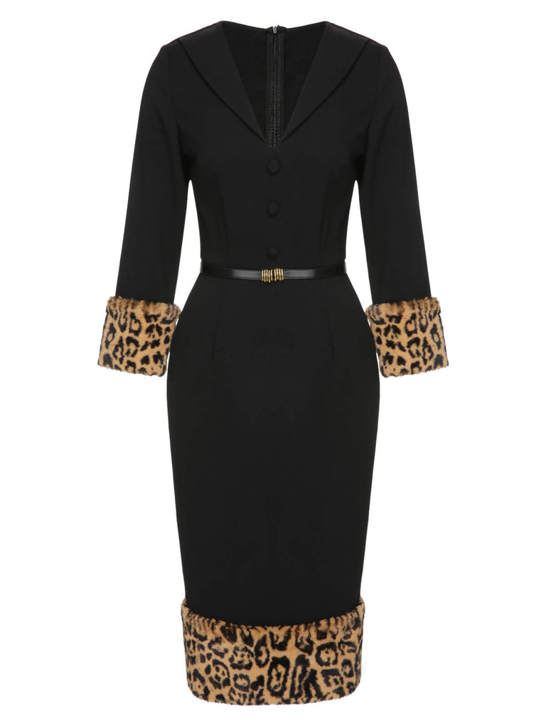 1960s Leopard Plush VNeck Pencil | 1960s | vintage dress, retro fashion