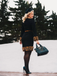 Black 1960s Leopard Plush V-Neck Pencil Dress - vintage dress, retro fashion, classic black