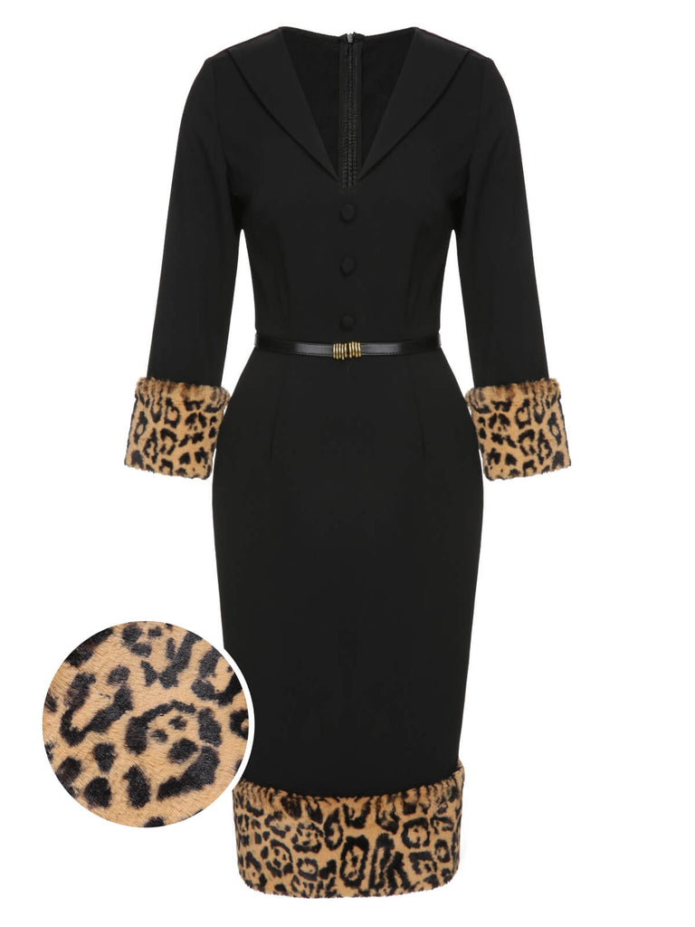 1960s Leopard Plush VNeck Pencil | 1960s | vintage dress, retro fashion