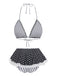 Black 1960s Polka Dot Lace Halter Bikini Set | vintage swimwear, retro swimsuit, pin-up style - perfect for retro fashion enthusiasts