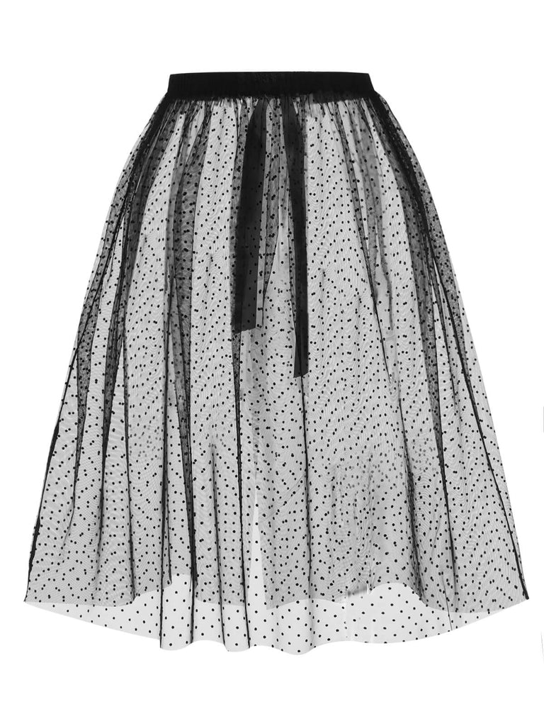 Black 1960s Polka Dots Mesh Cover-up, vintage fashion, retro style - perfect for women who love vintage and retro fashion