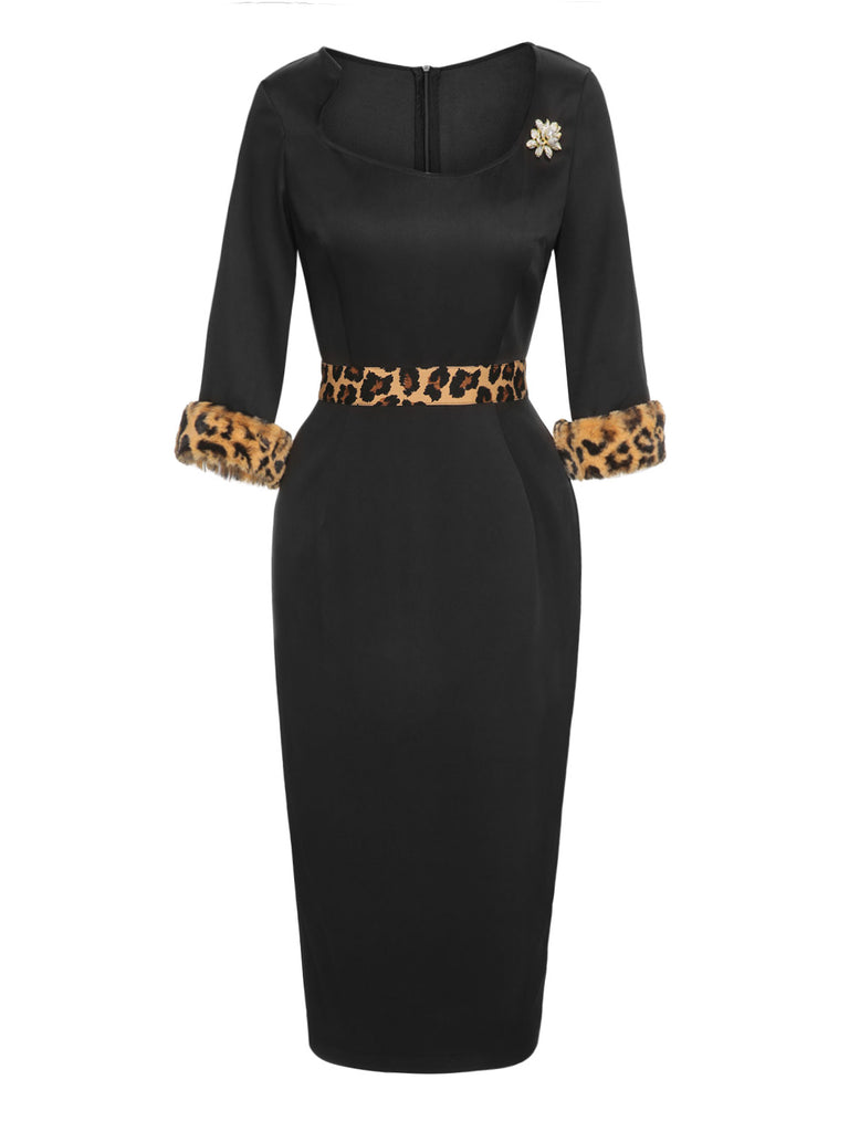 Black 1960s Raw Hem Leopard Asymmetric Wrap Dress, vintage dress, retro fashion - perfect for women who love vintage and retro fashion