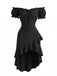 Black 1960s Ruffle Off Shoulder Midi Dress, vintage dress, retro fashion - perfect for women who love vintage and retro fashion