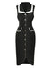 Black 1960s Sleeveless Lapel Button Bodycon Dress, vintage dress, retro fashion - perfect for women who love vintage and retro fashion