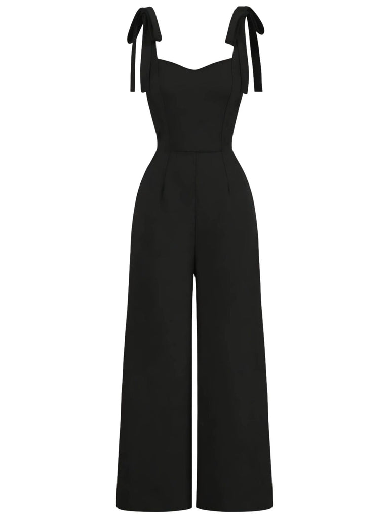 Black 1960s Sleeveless Spaghetti Strap Jumpsuit - vintage romper, retro jumpsuit for vintage lovers