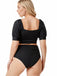 Black 1960s Solid Hollow Puff Swimsuit — because 1960s glamour never goes out of style