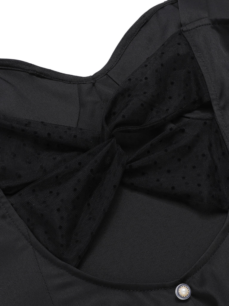 Black 1960s Solid Pearl Buttons Suspender Dress, vintage dress, retro fashion - perfect for women who love vintage and retro fashion