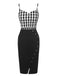 Black 1960s Spaghetti Straps Plaid Patchwork Dress, vintage dress, retro fashion - perfect for women who love vintage and retro fashion
