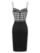 Black 1960s Spaghetti Straps Plaid Patchwork Dress, vintage dress, retro fashion - perfect for women who love vintage and retro fashion
