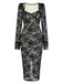 She slips into this Black 1960s Square Neck Lace Bodycon Dress and suddenly it's a 1960s daydream