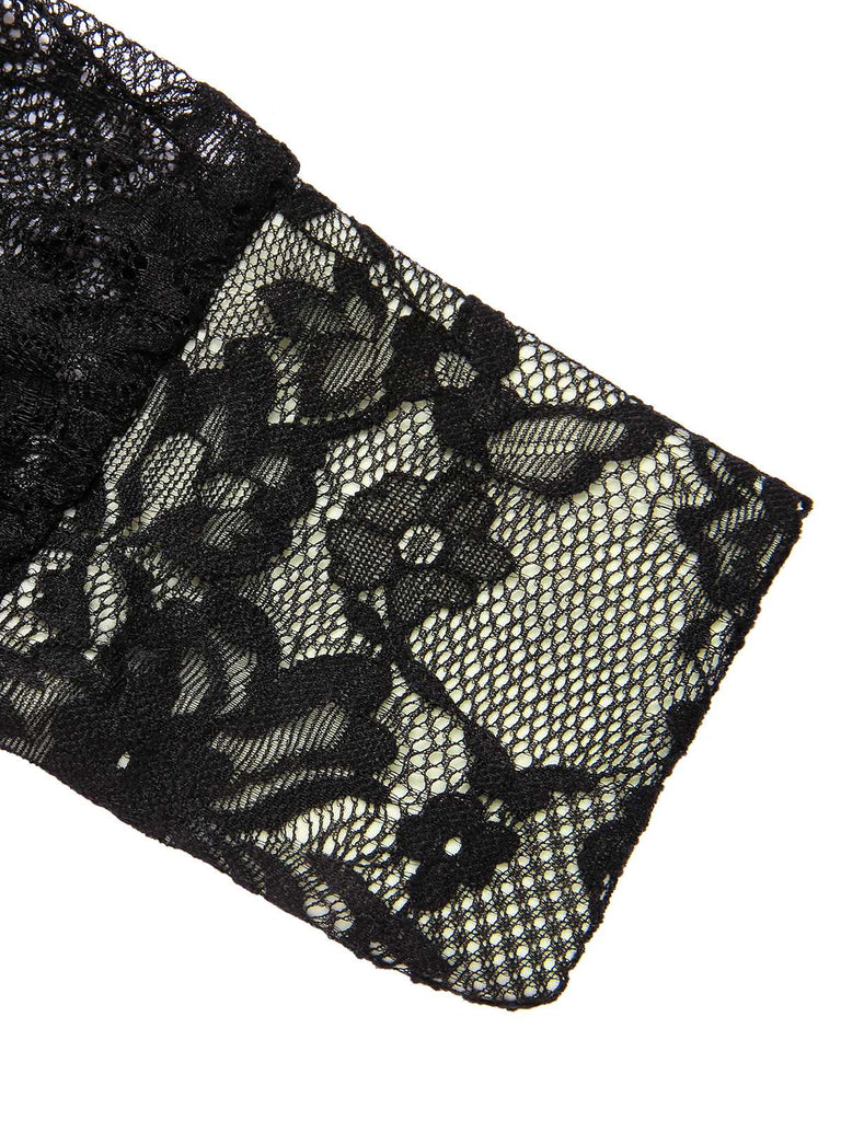 This Black 1960s Square Neck Lace Bodycon Dress wraps her in 1960s elegance, one twirl at a time
