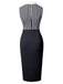 Black 1960s Striped Patchwork Lapel Pencil Dress, vintage dress, retro fashion - perfect for women who love vintage and retro fashion