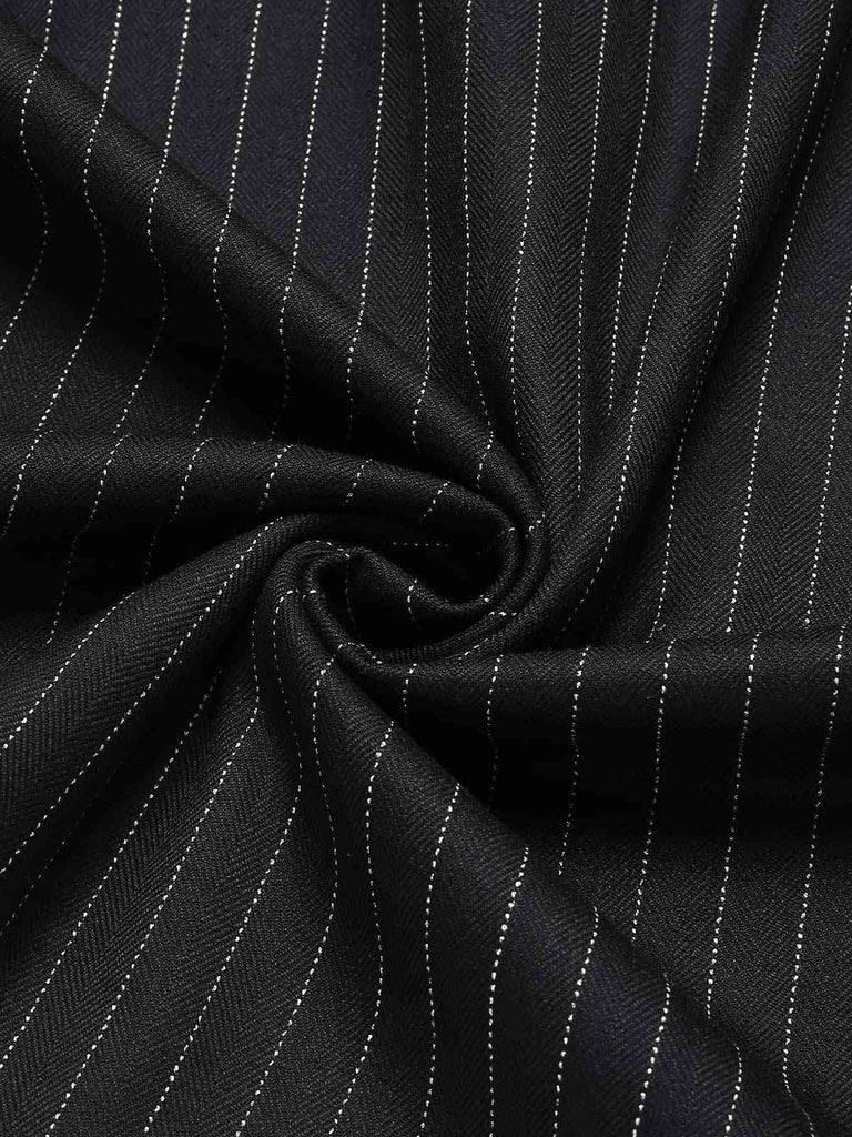Black 1960s Striped V-Neck Belted Dress: where 1960s romance meets her modern spirit