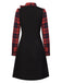 Black 1960s Tie Neck Plaids Bow Dress — a 1960s silhouette that turns sidewalks into runways