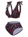 Black 1960s Tie Strap Cherry Swimsuit: 1960s Riviera elegance, reimagined for her