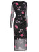 Black 1960s V-Neck Floral Mesh Dress: where 1960s romance meets her modern spirit