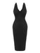 Black 1960s V-Neck Solid Bodycon Dress, vintage dress, retro fashion - perfect for women who love vintage and retro fashion