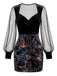 Black 1960s Floral V Neck Mesh Dress 4