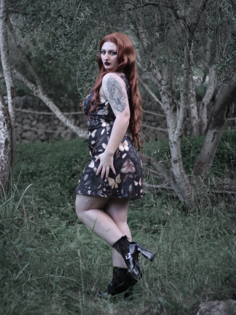 Black 1960s Witch Moth Butterfly A-Line Dress - vintage dress, retro fashion, classic black