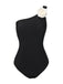 Black 1970s 3D Flower One-Shoulder Swimsuit, vintage swimsuit, pin-up swimwear - perfect for women who love vintage and retro fashion