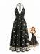 Black 1970s Bohemian Halter Backless Maxi Dress, vintage dress, retro fashion - perfect for women who love vintage and retro fashion