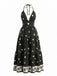 Black 1970s Bohemian Halter Backless Maxi Dress, vintage dress, retro fashion - perfect for women who love vintage and retro fashion