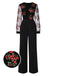 She finds her 1970s story in this Black 1970s Embroidered Floral Jumpsuit