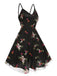 Black 1970s Floral Embroidered Mesh Strap Dress, vintage dress, retro fashion, floral print - perfect for women who love vintage and retro fashion