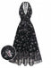 Black 1940s Floral Halter Vintage Dress