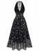 Black 1940s Floral Halter Vintage Dress 2