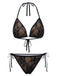 Black 1970s Halter Floral Lace Bikini Set: beautiful vintage swimwear, retro swimsuit, pin-up style with timeless appeal