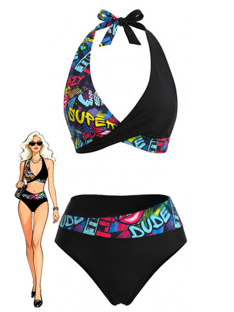 Black 1970s Tankini