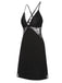Black 1970s Lace Patchwork Spaghetti Straps Nightgown, vintage fashion, retro style - perfect for women who love vintage and retro fashion