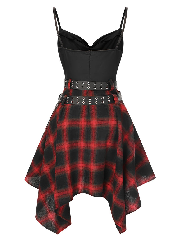 Black 1970s Plaid Cowl Neck Dress, vintage dress, retro fashion - perfect for women who love vintage and retro fashion