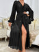 Black 1970s Sheer Glitter Mesh Belted Robes - vintage fashion, retro style, classic black