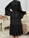Black 1970s Sheer Glitter Mesh Belted Robes - vintage fashion, retro style, classic black