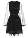 Black 1970s Star Sequins Lantern Sleeve Dress, vintage dress, retro fashion - perfect for women who love vintage and retro fashion