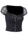 Black 1970s Steampunk Gothic Lace Tie-Front Top - vintage fashion, retro style, classic black