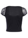 Black 1970s Steampunk Gothic Lace Tie-Front Top - vintage fashion, retro style, classic black