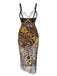 This Black 1970s Strap Print One-Piece Swimsuit & Cover-Up carries 1970s vacation dreams in every stitch