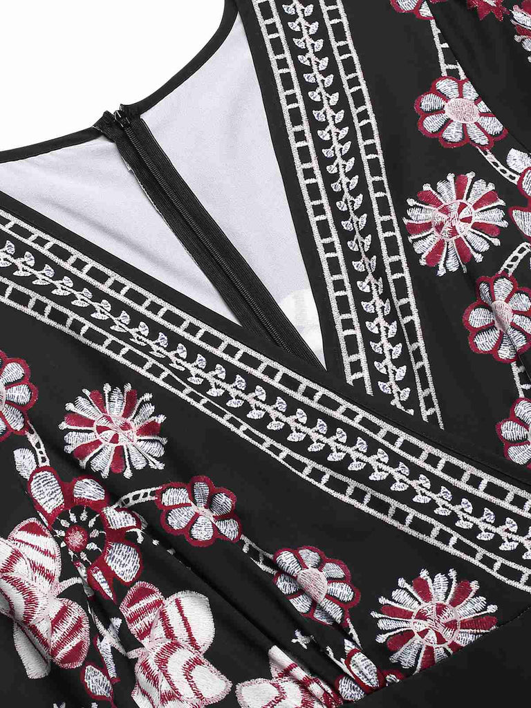 1970s Surplice VNeck Floral Jumpsuit | 1970s | vintage romper, retro jumpsuit