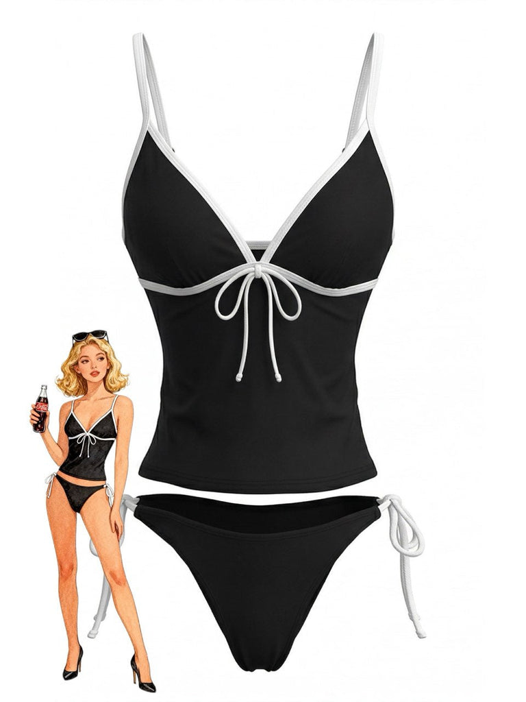 Black 1980s Bow Bikini Set