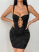 Black 1980s Cut-Out Metal Ring Bodycon Dress - vintage dress, retro fashion, elegant style for vintage lovers