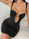 Black 1980s Cut-Out Metal Ring Bodycon Dress - vintage dress, retro fashion, elegant style for vintage lovers