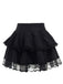 Black 1980s Gothic Chain Cross Lace Layered Skirt - vintage skirt, retro style, classic black