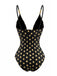 Black 1980s Polka Dot Spaghetti Strap Bikini, vintage swimsuit, pin-up swimwear - perfect for women who love vintage and retro fashion